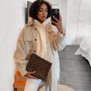 Shacket Long Jacket Coat Beige Wool blend